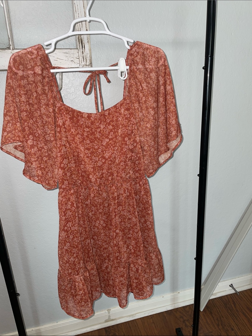 Peach Love California Rust Floral Mini Dress